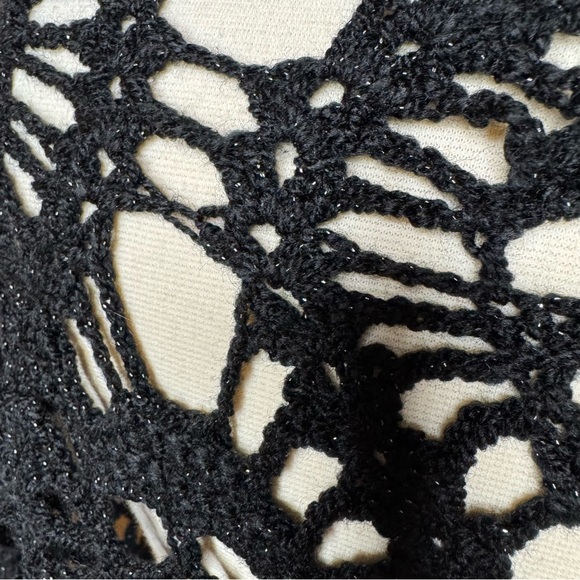 Lost Souls Skull Black Sparkle Crochet Knit Shawl Scarf 80” wide Handmade Goth - Picture 5 of 5